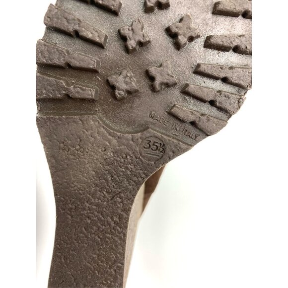 Fendi Womens Suede Wedge High Boots With Logo Cuff Brown Size 35.5 Made In Italy - Picture 5 of 6